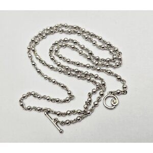 Erica Courtney 18K White Gold Bead Ball Toggle Link Chain Necklace 26.25" Length